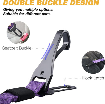 AUBELL Dog Seat Belt for Car,2 Pack Set 3-in-1 Adjustable Reflective Bungee Heavy Duty Dog Car