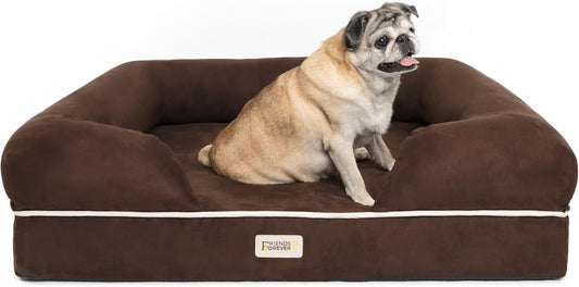 Chester Large Dog Bed - Orthopedic Memory Foam Mattress, Calming Couch, Wall Rim Pillow, Water