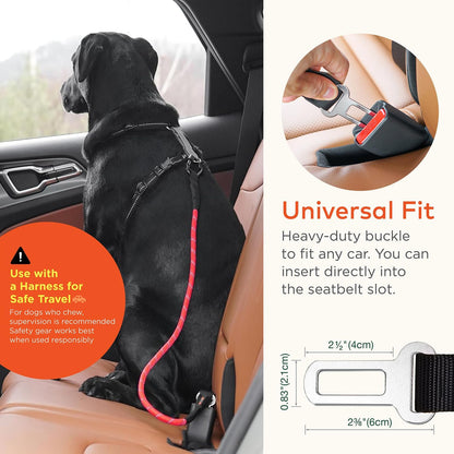 Dog Seat Belt for Car | Universal Dog Car Seatbelt | Durable Reflective Rope with Clip Hook Latch