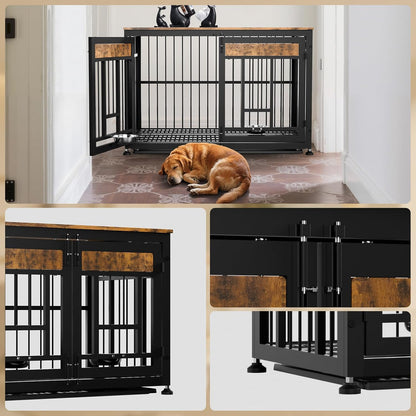 48 Inch Heavy Duty Dog Crate Furniture for Large Dogs, Decorative Pet House End Table, Extra Large