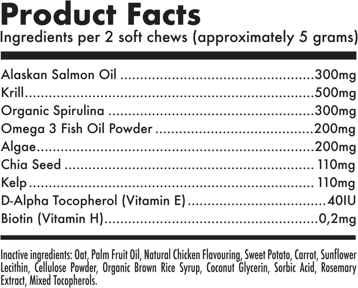 Omega 3 Alaskan Salmon Oil Treats for Dogs 30 Fish Oil Chew Supplement Skin and Coat Allergy and