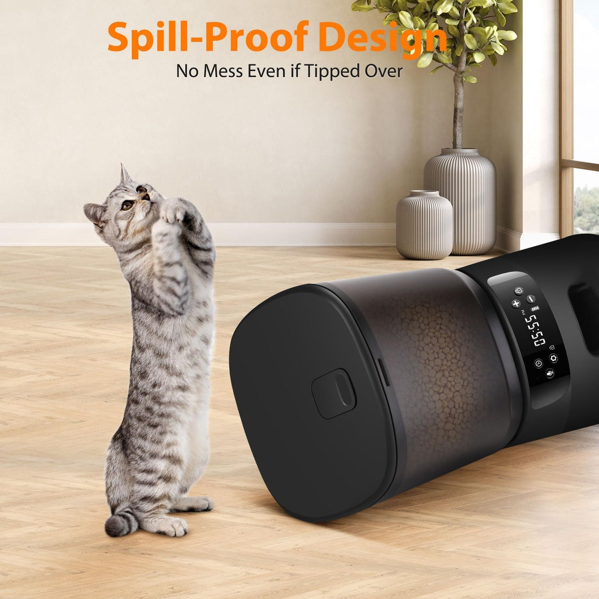 Automatic Cat Feeder, Cat Food Dispenser with Stainless Steel Bowl, Timed Portion Control 20