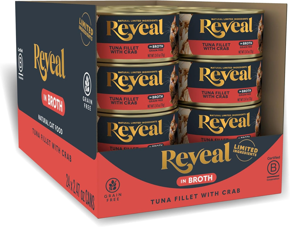 Reveal Natural Wet Cat Food in Broth, Limited Ingredient Grain Free Canned Cat Food, Protein with
