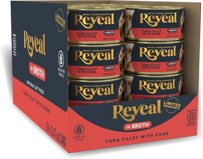 Reveal Natural Wet Cat Food in Broth, Limited Ingredient Grain Free Canned Cat Food, Protein with
