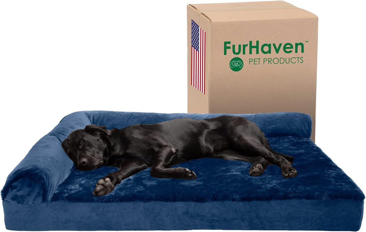 Furhaven Cooling Gel Dog Bed for Large Dogs w/ Removable Bolsters & Washable Cover, For Dogs Up to