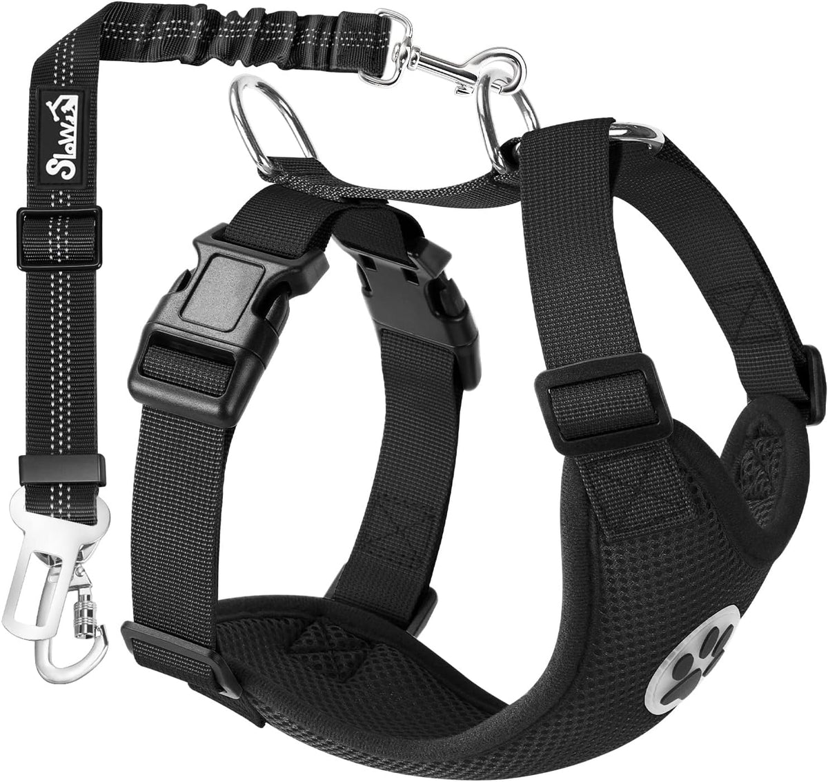 SlowTon Dog Seat Belt Harness for Car, Dog Car Harness Adjustable Mesh Breathable & Dog Seatbelt