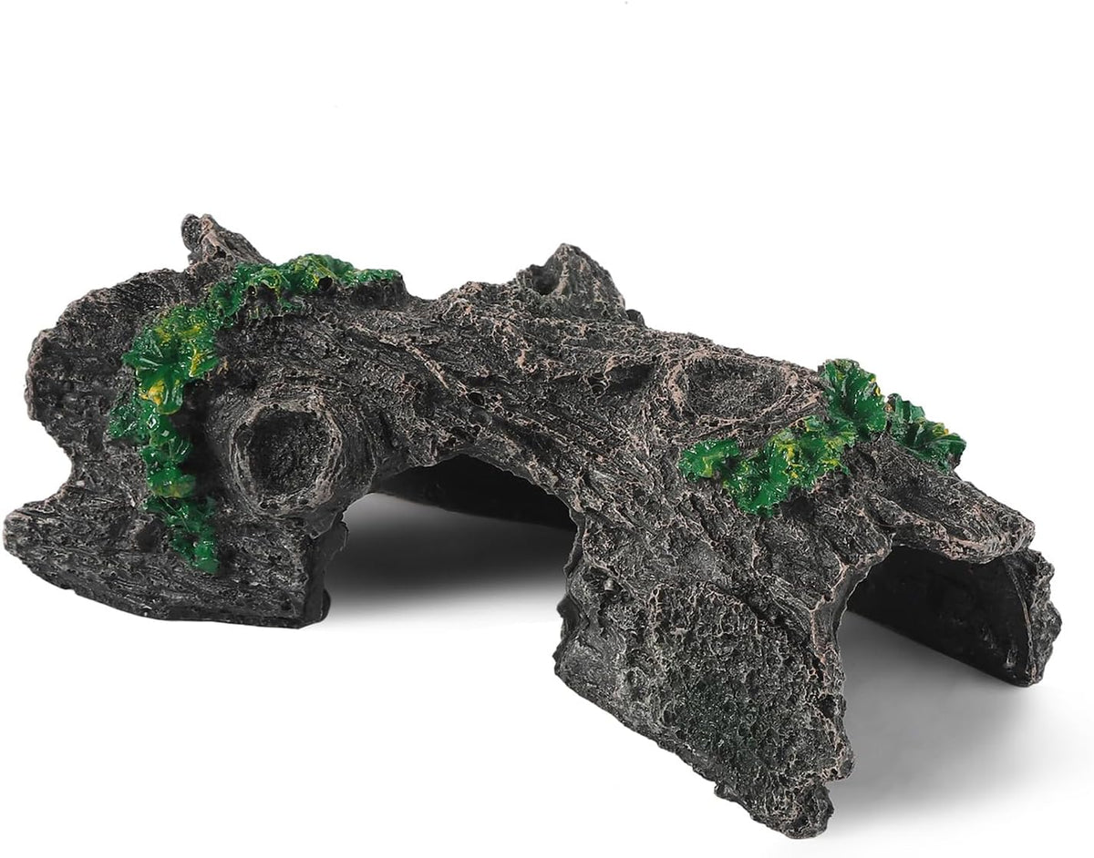 IBWell Aquarium Wood Fish Tank Decorations，Resin Fake Logs Terrarium DÉCor, Reptile Hide Aquarium