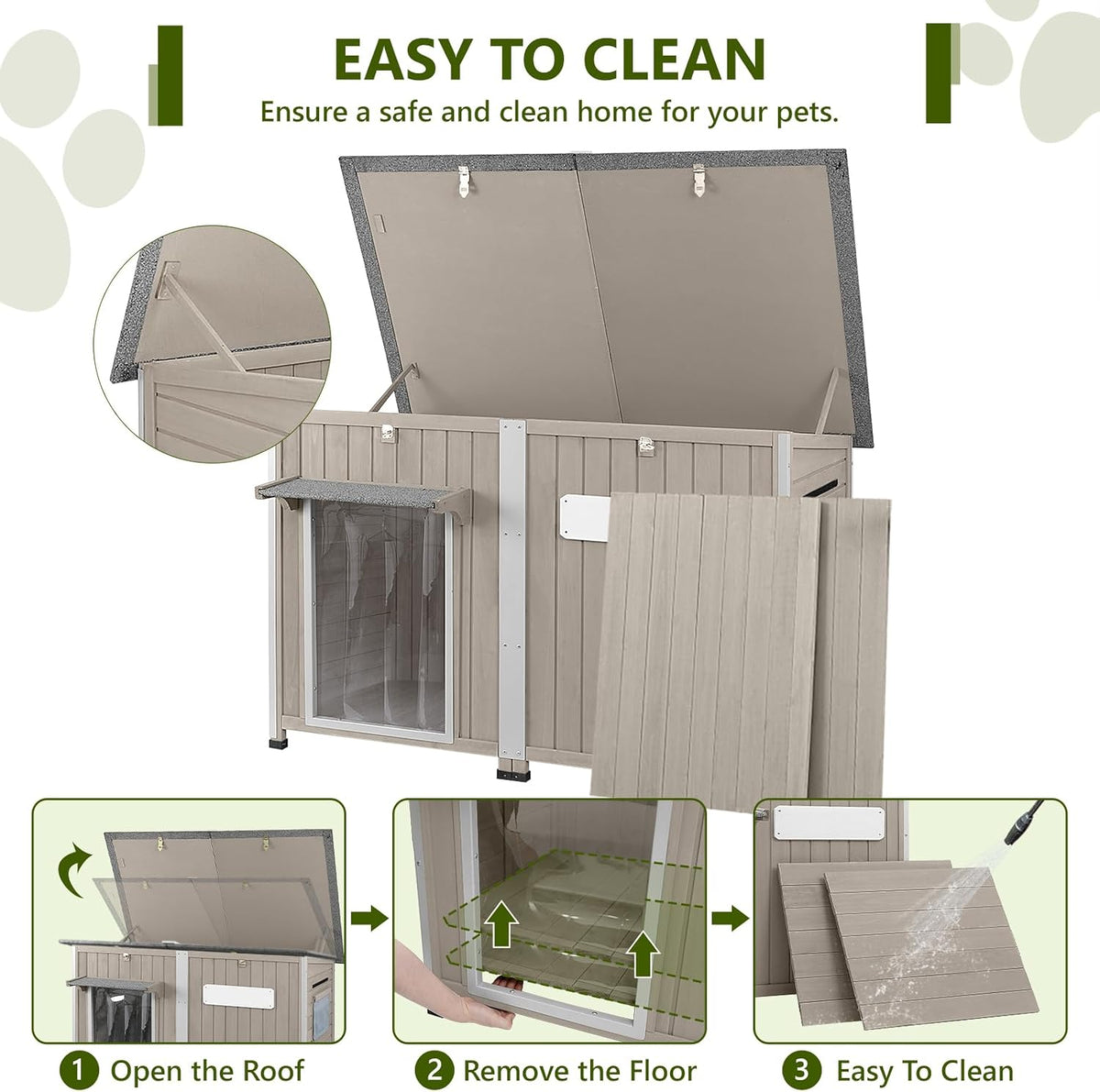Large Dog House Outdoor XL Wooden Dog House with Weatherproof Asphalt Roof, Chew-Resistant Frame