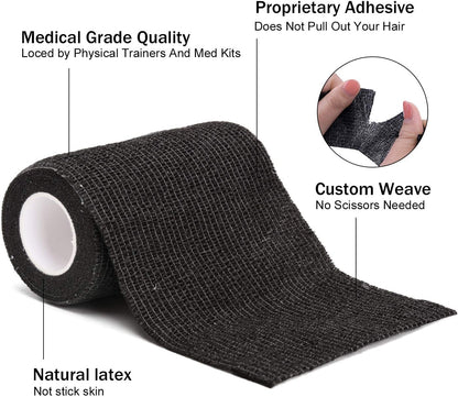 TOBWOLF 12PCS Self Adherent Bandage, 4" x5yd / 10cmx4.5m Cohesive Elastic Bandage Wrap, Breathable