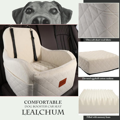 Dog Booster Car Seat,Ultra Soft Fabric & Filling Memory Foam,Elevated Cushion,3 Straps & Safety