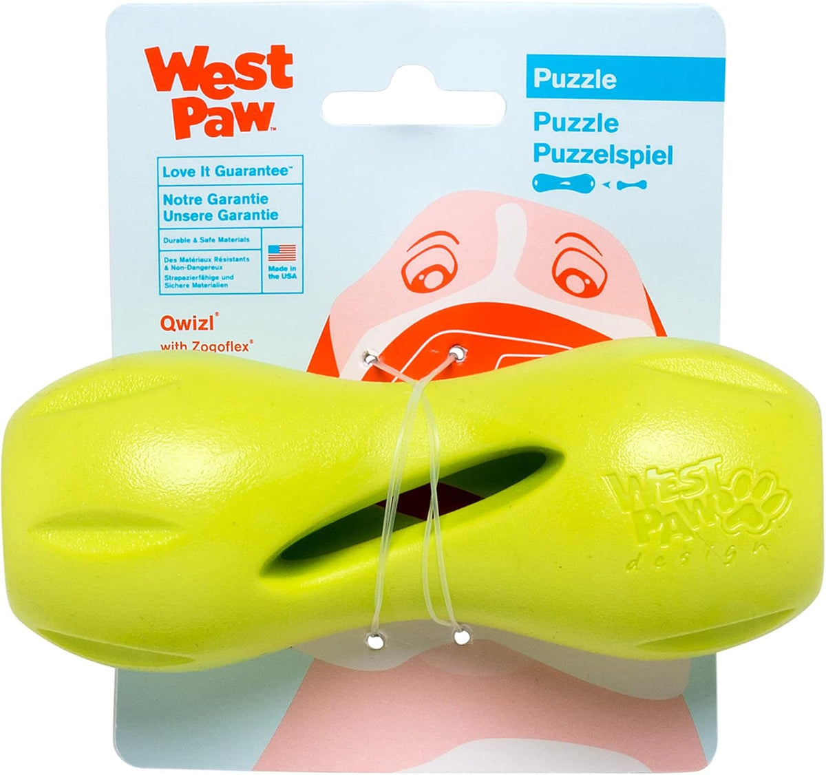 West Paw Zogoflex Qwizl Dog Puzzle Treat Toy – Interactive Chew Toy for Dogs – Dispenses Pet Treats