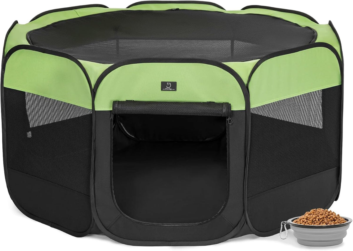 A4Pet Portable Pet Playpen, 49” Pop Up Dog Playpen with Bowl, Suitable for Puppies, Kittens, and