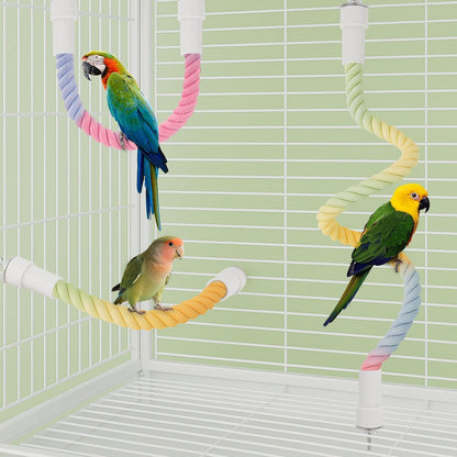 4Pcs Rope Perches for Bird Cages, Bendable Climbing Rope Cage Accessory Toy, Perfect for Parrots