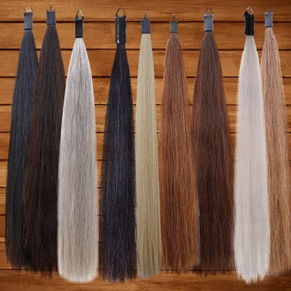 Horse Tail Extensions with Braided Horsehair Loop, Blunt Cut Bottom, 28-30 inches Long and 3/8 lb