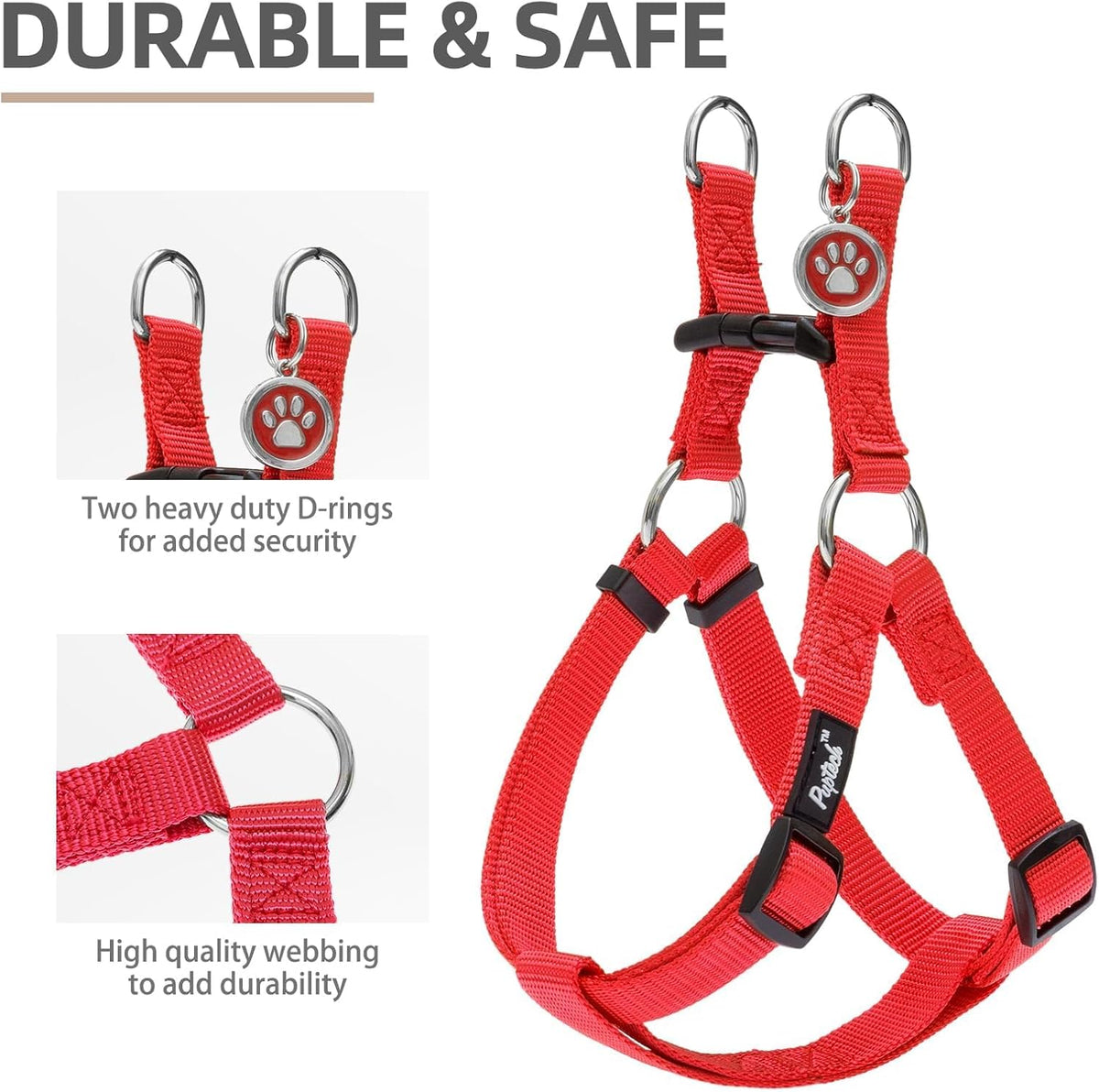 PUPTECK No Pull Dog Harness Soft Adjustable Basic Nylon Step in Puppy Vest Outdoor Walking with ID