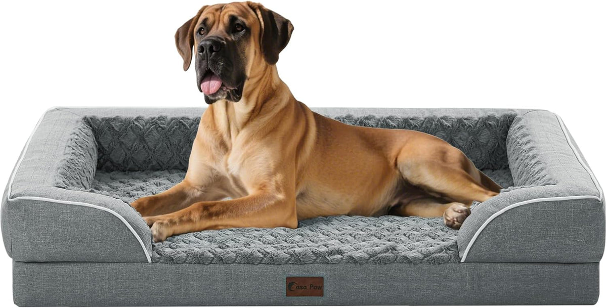Orthopedic XXL Dog Bed for Extra Large Dogs, Waterproof Memory Foam Dogs Bed with Sides, Egg-Crate