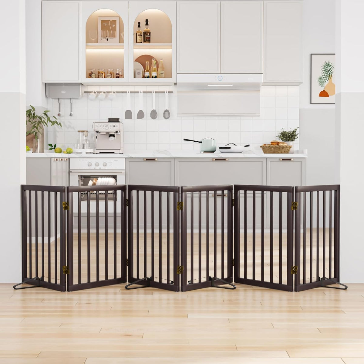 Freestanding Pet Gate 55-110" Extre Wide, Foldable Dog Gate for The Doorways House, Pet Gates for