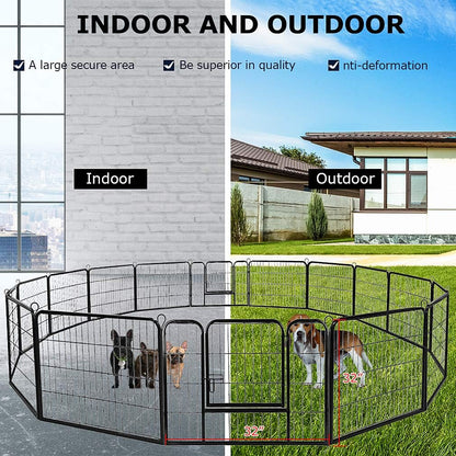 BestPet Dog Playpen Indoor 32 inch 16 Panels Metal Dog Pen Pet Dog Fence Outdoor Exercise Pen with