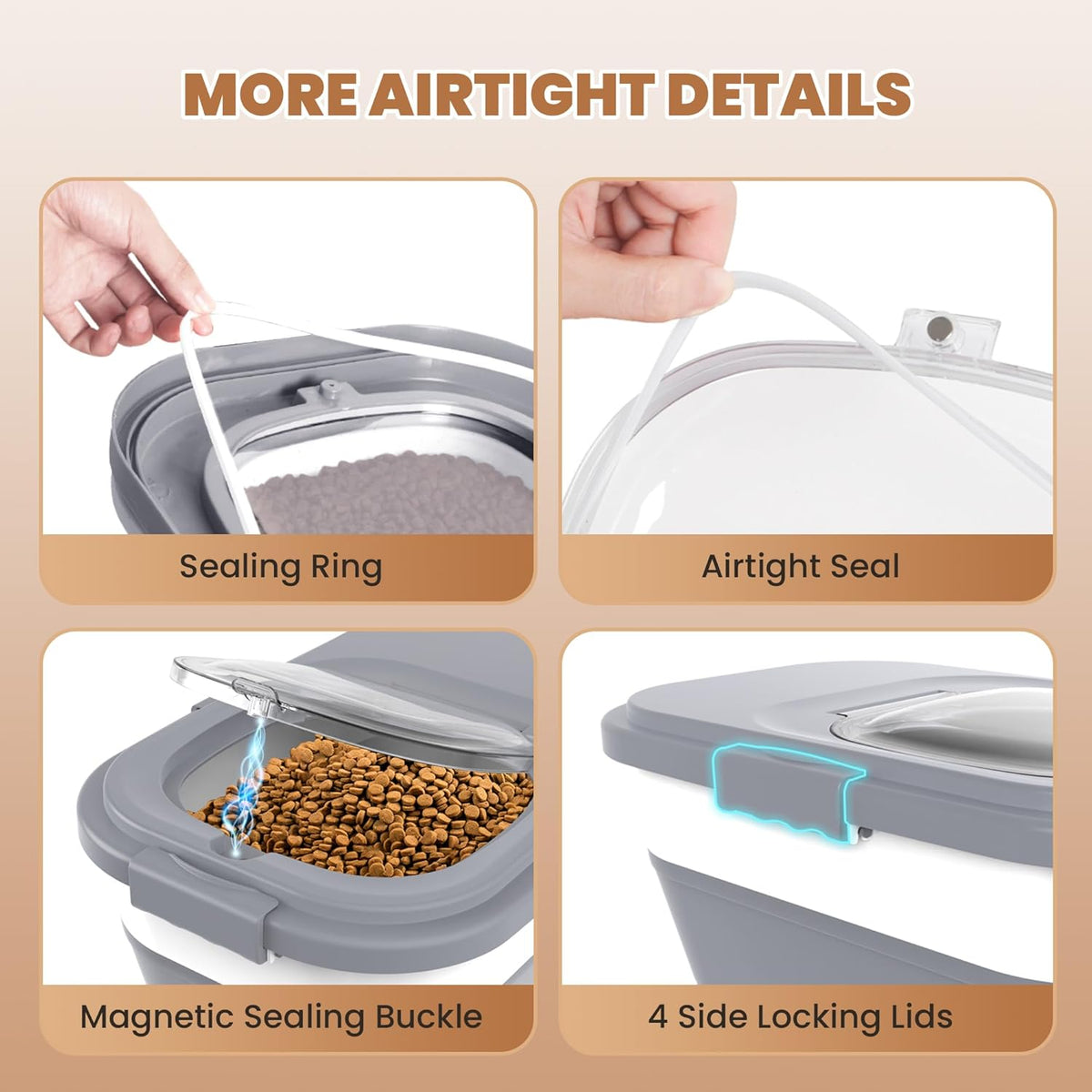 23-25 Lbs Airtight Dog Food Storage Container,Collapsible Dog Food Container with