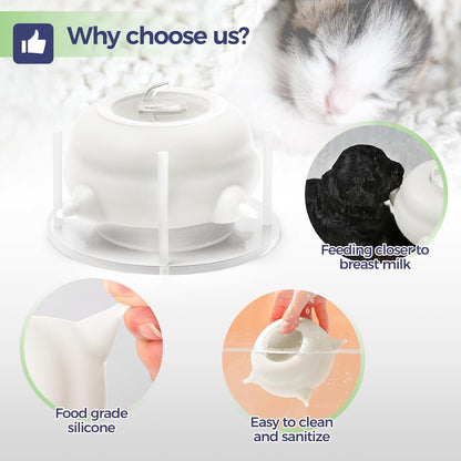 Kitten Bottle Feeding Kit, Puppy Feeders for Multiple Puppies with Support Base,Smooth Flow Nursing