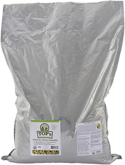 TOP's Parrot Food Pellets Hookbills, Small, Medium and Large Parrots - USDA Organic Certified - 25