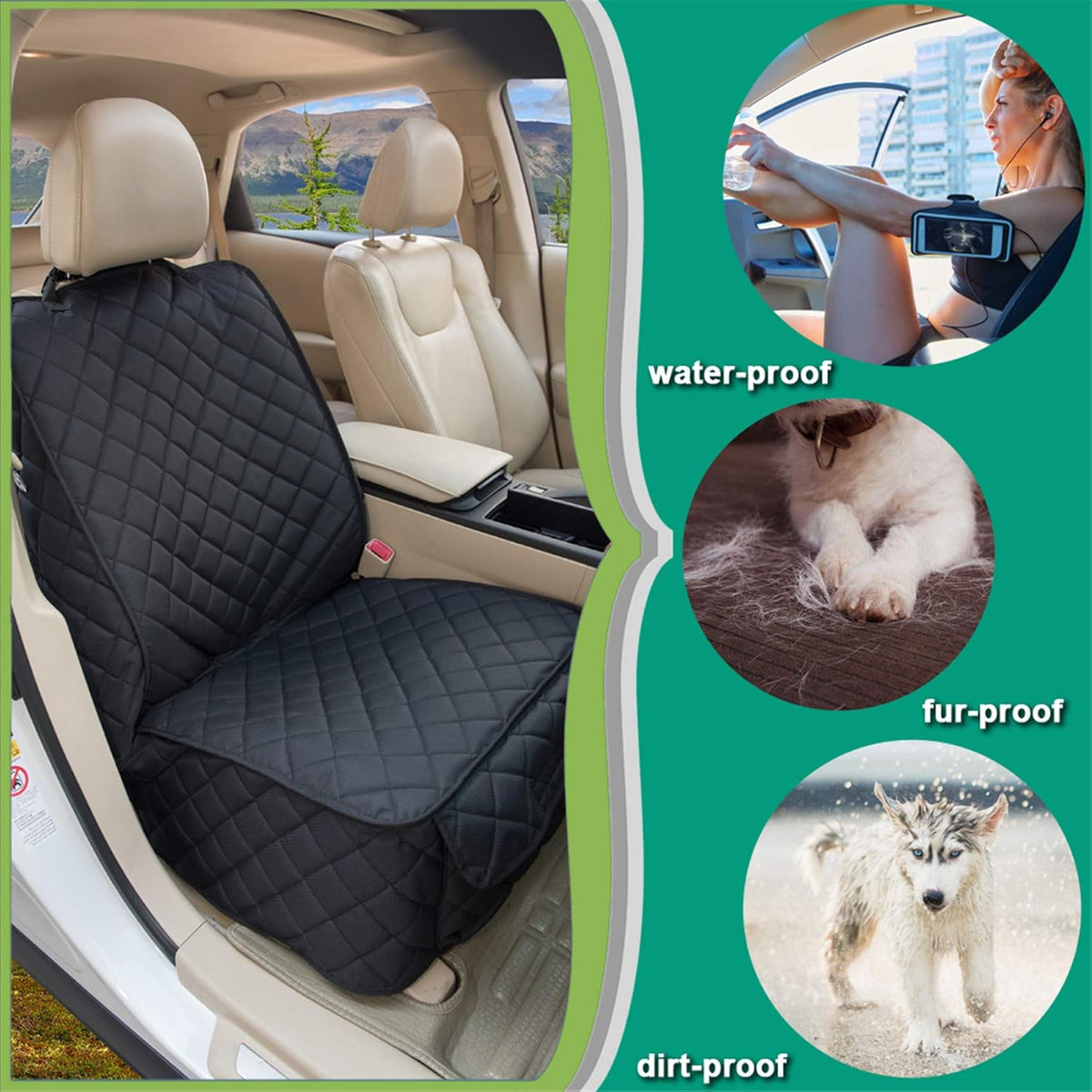 Waterproof Front Seat Cover Dog Car Seat Covers Nonslip and Full Protection with Side Flaps Fits