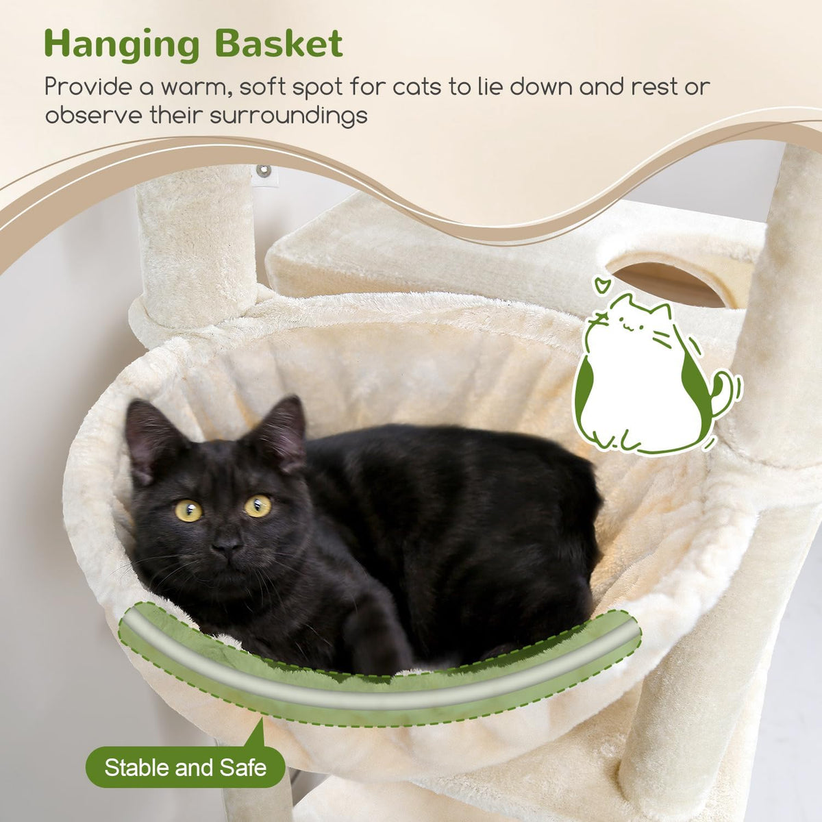 Globlazer Cat Tree Tower, 76-Inch Extra Tall Multi-Level Cat Furniture with Cozy Condos, Hammock