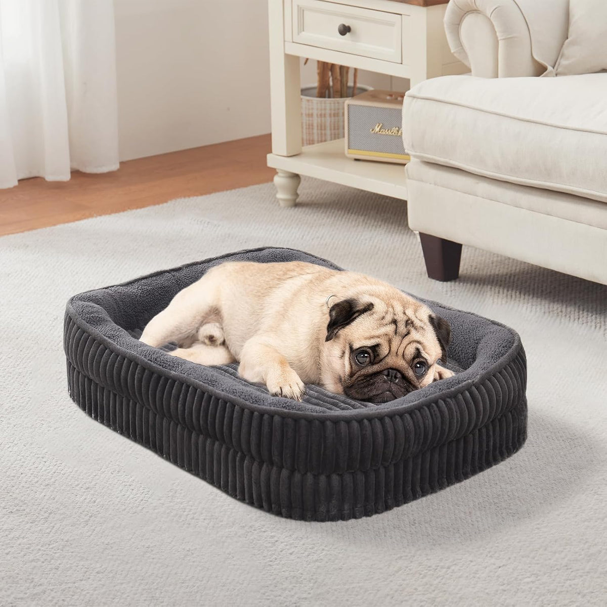 Orthopedic Dog Bed for Small Dogs Breeds, High Density Egg Crate Foam Dog Sofa Beds,Oval Kennel