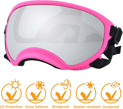 Large Dog Sunglasses with Adjustable Strap UV Protection, Winproof Puppy Sunglasses, Suitable for