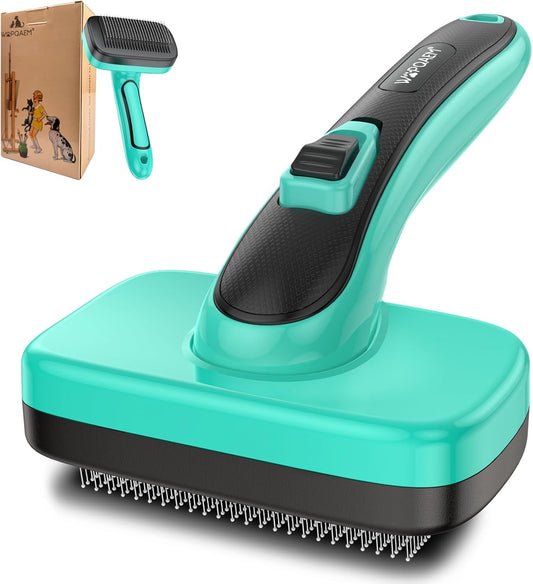 Dogs Self Cleaning Slicker Brush for Shedding & Grooming Short Long Haired Pets, Removes Loose Fur
