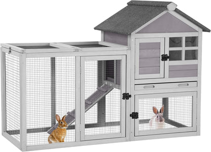 Aivituvin Rabbit Hutch Indoor Bunny Cage Outdoor with Run Chicken Coop Guinea Pig House with