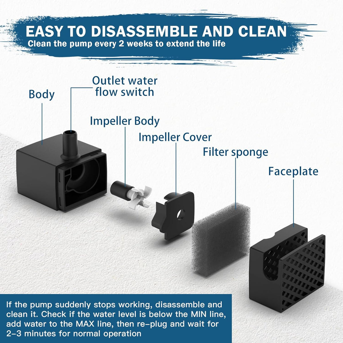 PETNF Dog Water Fountain Water Pump Replacement for PETNF 3 Gallons Stainless Steel Pet Water
