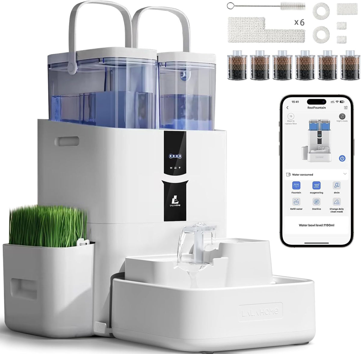Daily Fresh Cat Water Fountain 10L/338oz Self Filling and Cleaning, Pet Water Dispenser with Filter