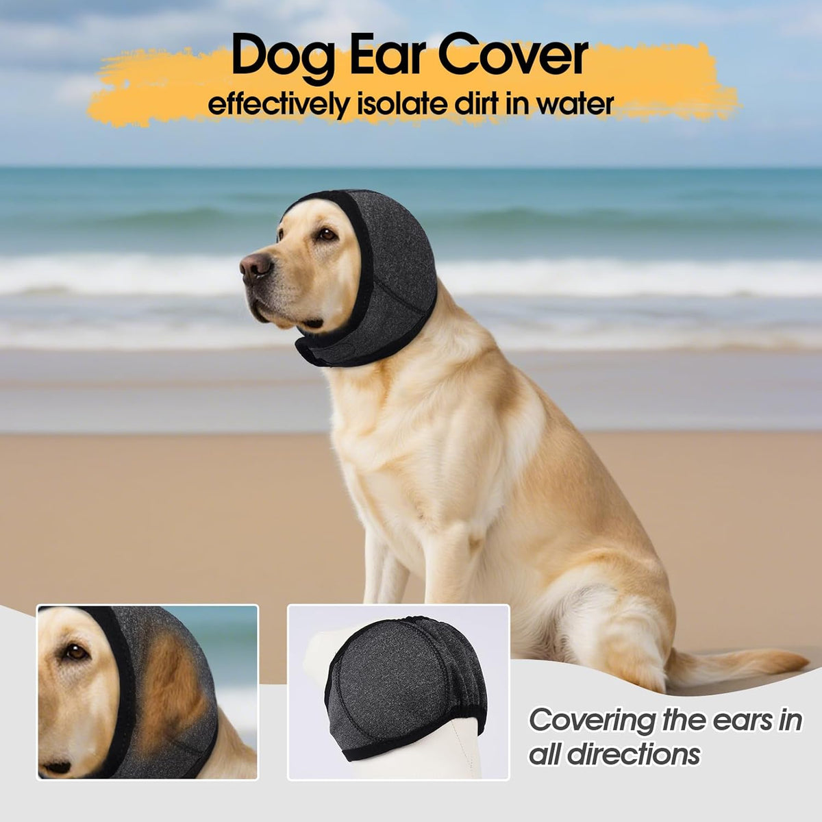 Dog Calming Hoodie, Dog Ear Muffs Noise Protection & Anxiety Relief, No Shake Ear Wraps for Dogs