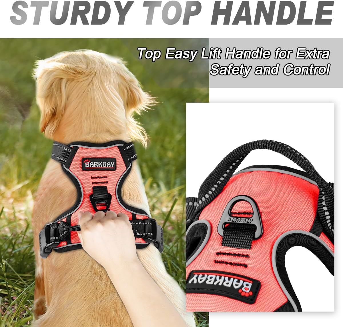 BARKBAY No Pull Dog Harness Front Clip Heavy Duty Reflective Easy Control Handle for Large Dog
