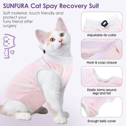 SUNFURA Cat Recovery Suit, Kitten Surgical Full Bodysuit for Abdominal Wound Protector Anti Licking