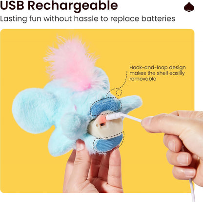 Potaroma Cat Toys Flapping Elephant, Interactive Realistic Kitten Toy Stuffed with Catnip and