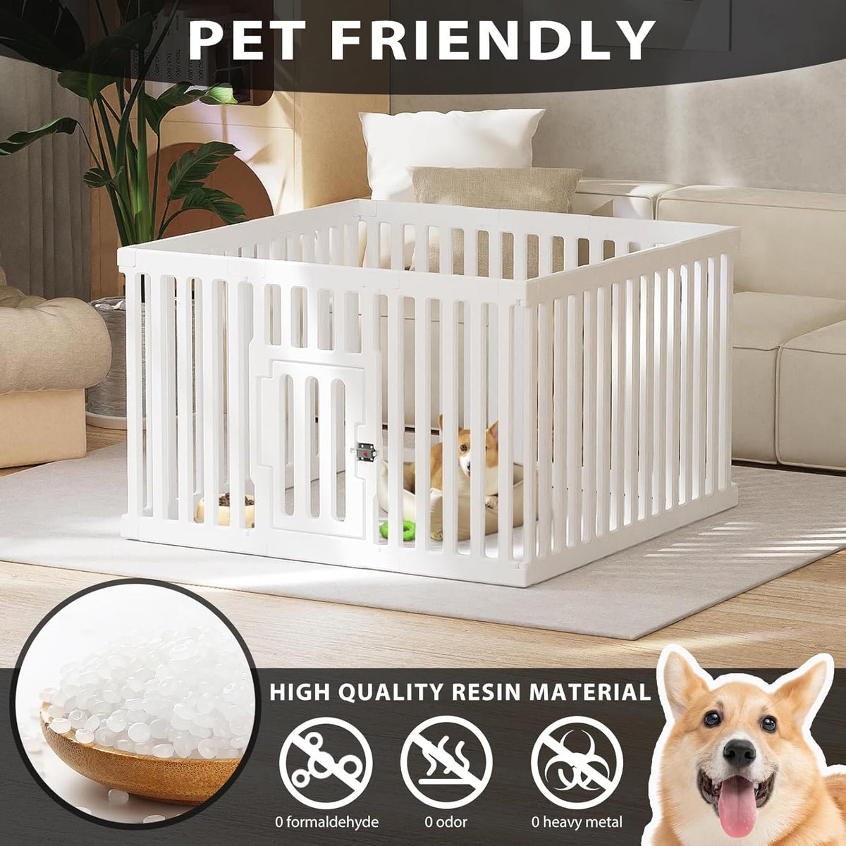Dog Playpen with Door, 12 Panels Puppy Playpen, 25.6” H Dog Pen for Small Cats and Dogs, Pet Fence