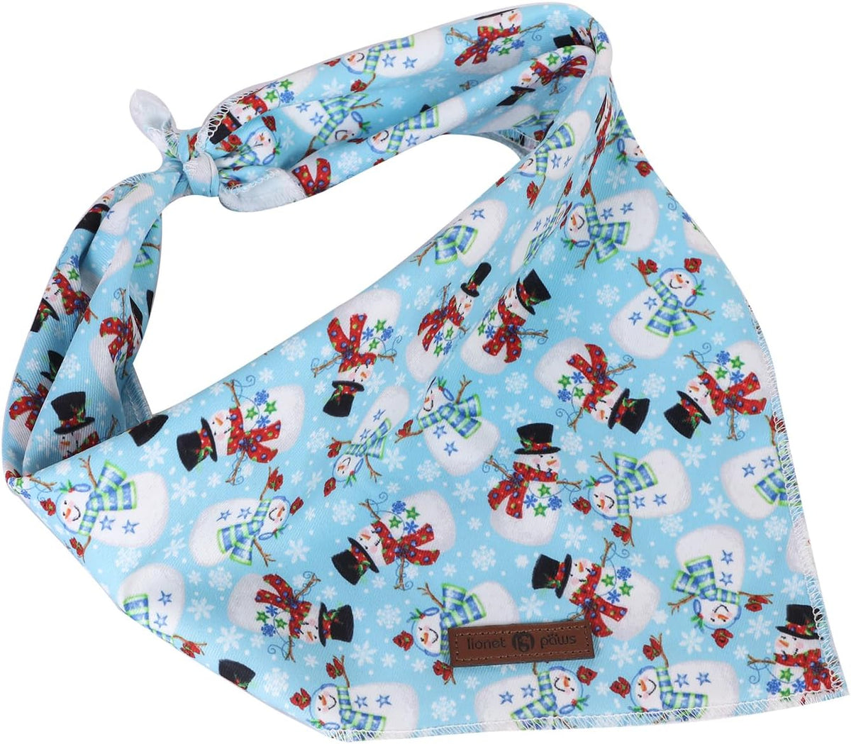 Lionet Paws Christmas Dog Bandana,Fabric Snowman Blue Dogs Kerchief for Small Medium Dogs,Dog