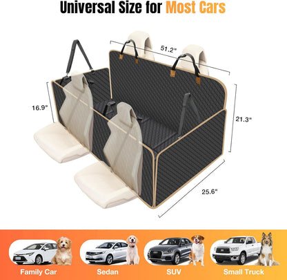 Dog Car Seat Cover for Back Seat, Dog Car Bed Cover with Strong Hard Bottom 4 Panels, Car Back Seat