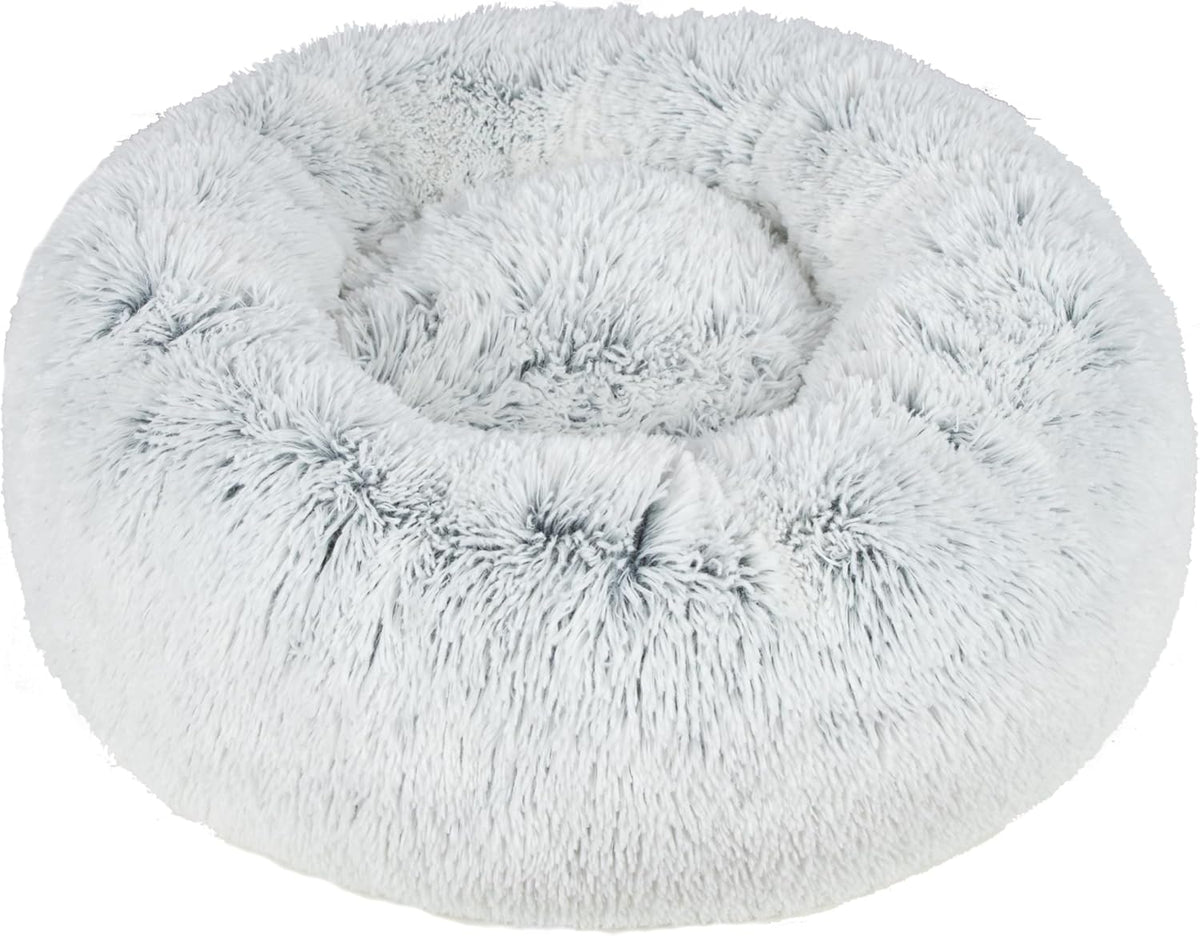 Best Pet Supplies Round Donut Dog Bed with Plush Faux Fur Fabric, Calming, Anti-Anxiety Cushion for