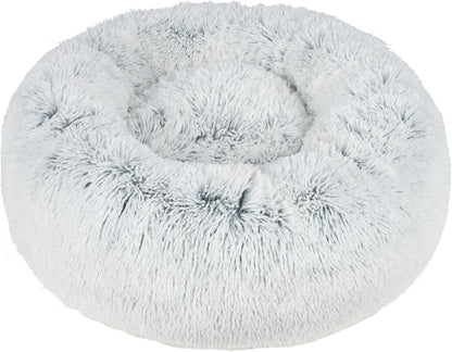 Best Pet Supplies Round Donut Dog Bed with Plush Faux Fur Fabric, Calming, Anti-Anxiety Cushion for