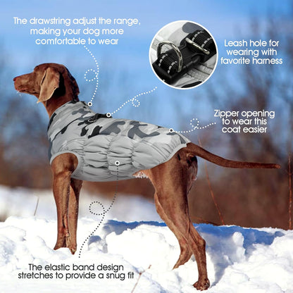 FUAMEY Dog Coat for Large Dogs,Waterproof Dog Winter Jacket with Harness Built in Puppy Cold