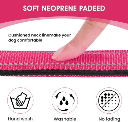 Reflective Dog Collar Padded with Soft Neoprene Breathable Quick Release Basic Dog Collars for