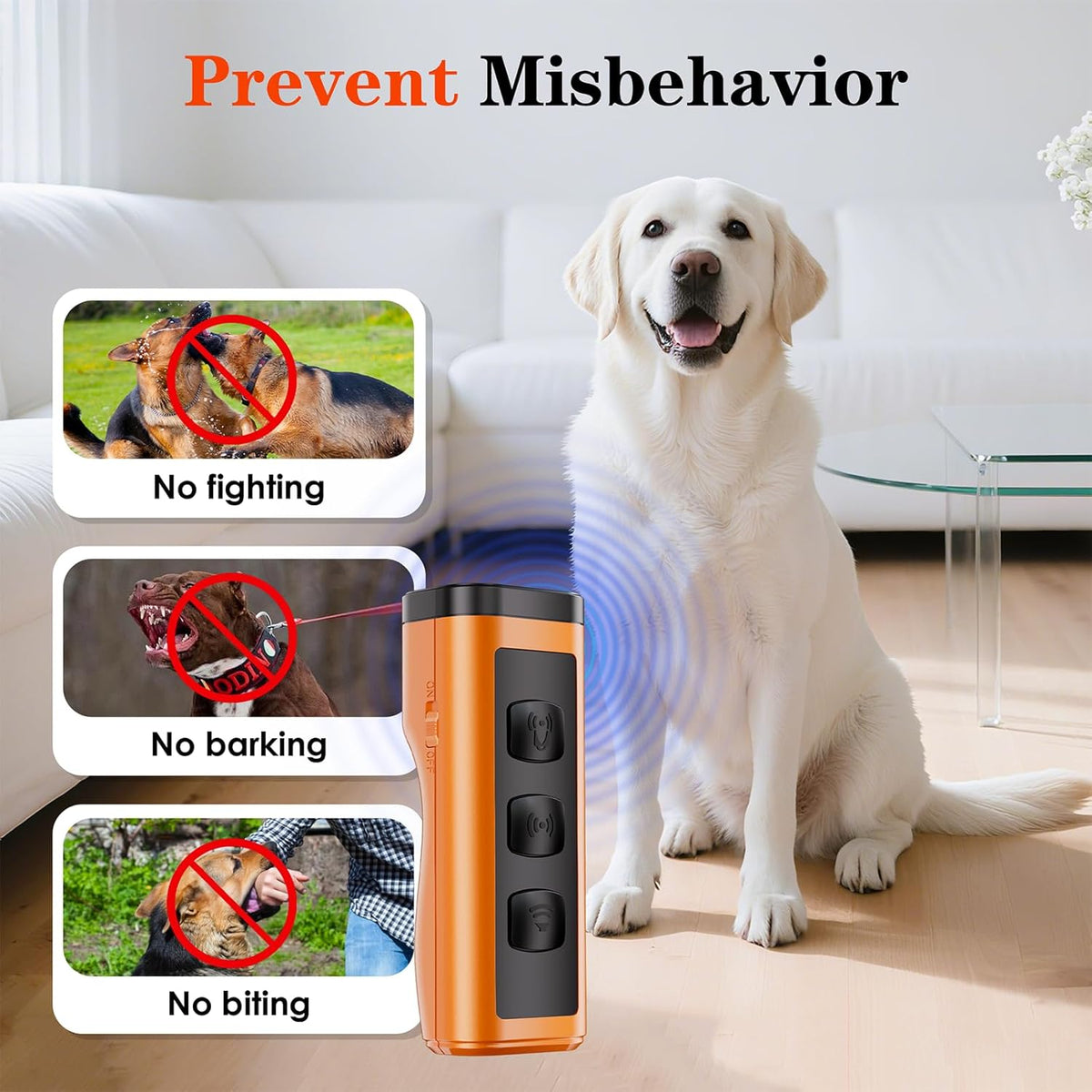 2 Pack Dog Bark Deterrent Devices Rechargeable Anti-Barking Device for Dogs 50ft Long Range