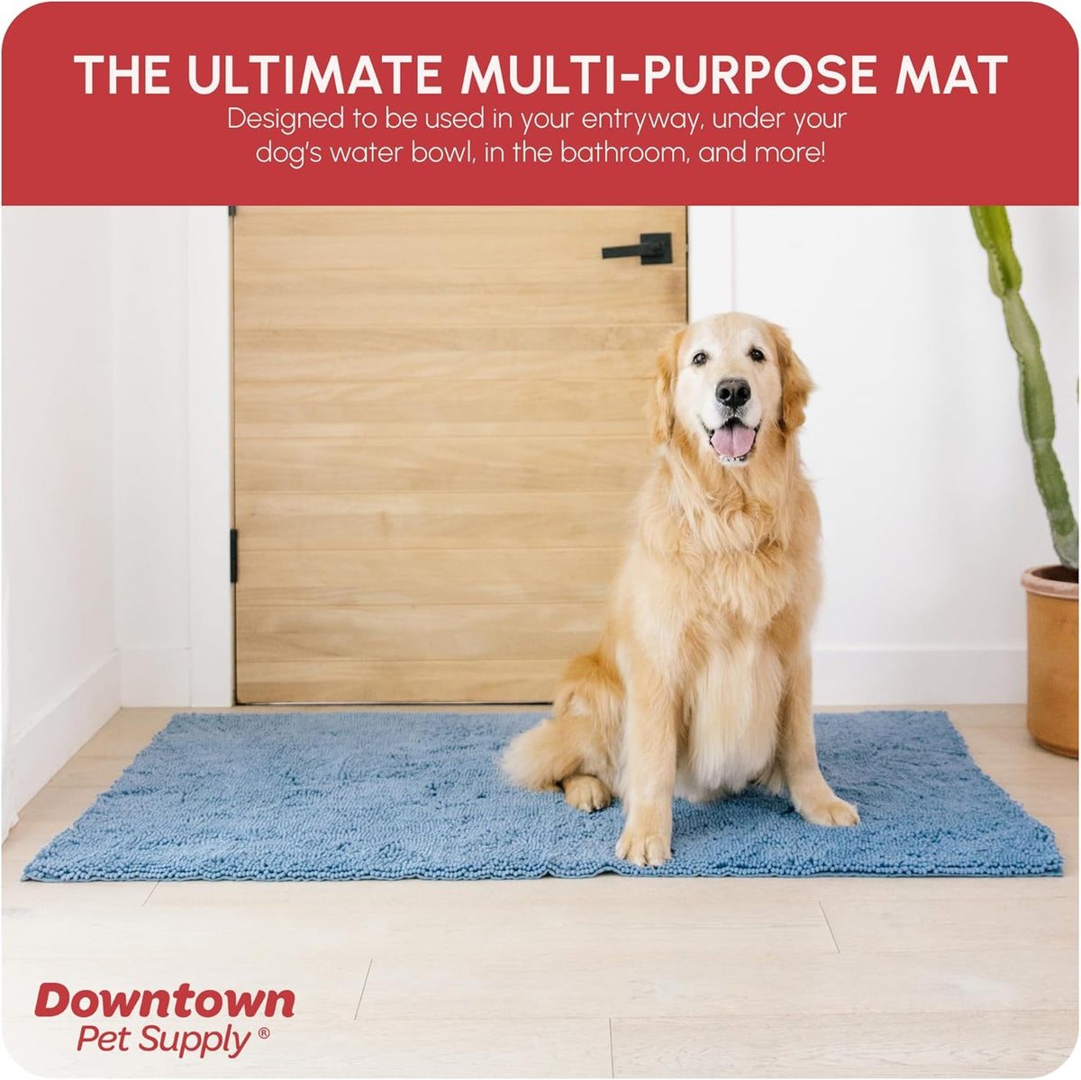 My Doggy Place Microfiber Dog Mat for Muddy Paws, 60" x 36" Faded Denim - Non-Slip, Absorbent and