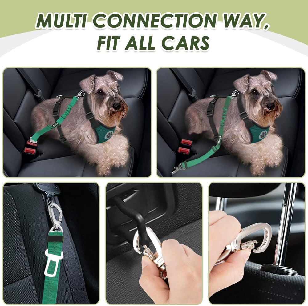 Lukovee Dog Seat Belt for Car, Adjustable Dog Car Harness for Large Medium Small Dogs, Soft Padded