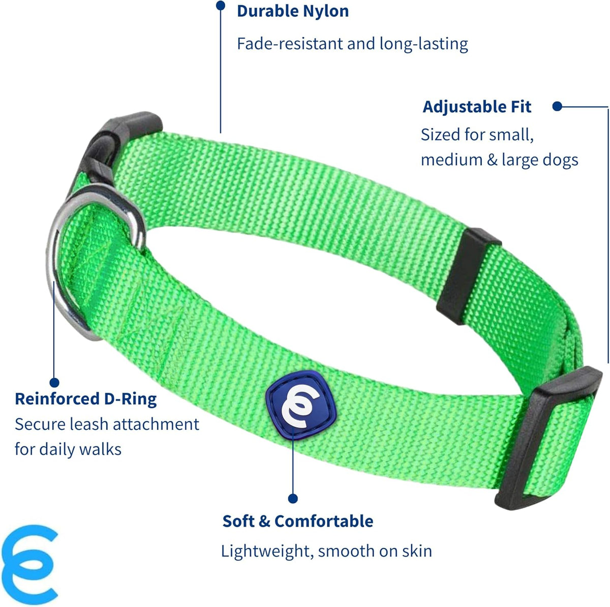 Blueberry Pet Essentials Neon Green Adjustable & Durable Large Dog Collar for Boys | Classic