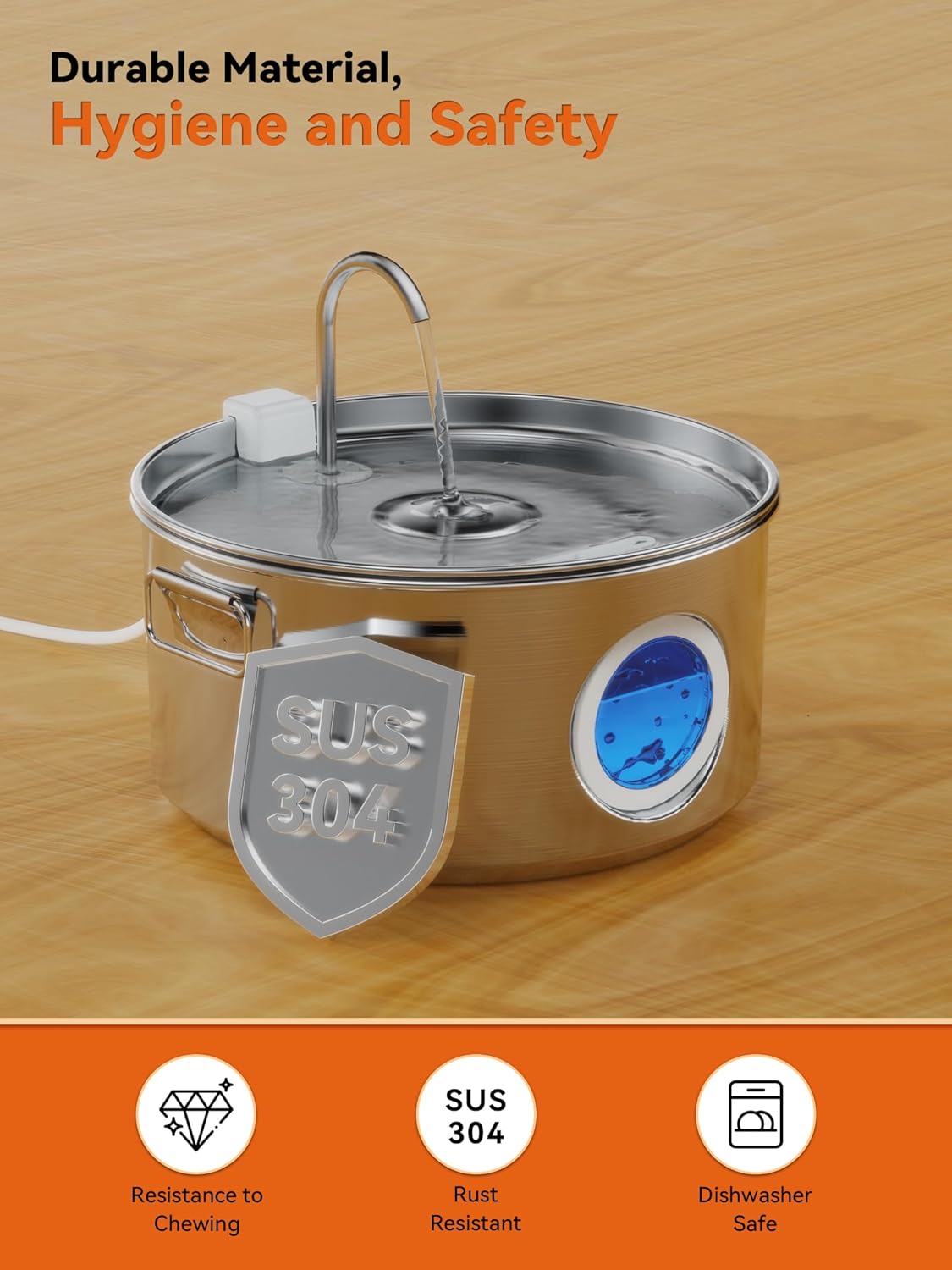 Dog Water Fountain for Large Dogs, 3.2Gal/406oz/12L Stainless Steel Pet Water Fountain, Quiet Dog