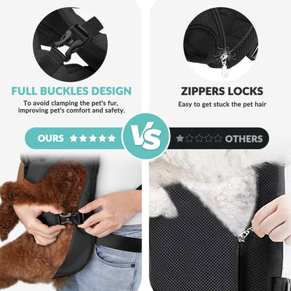 Lukovee Dog Backpack Carrier, Legs Out Easy-fit Dog Front Carrier for Small Medium Dogs,Adjustable
